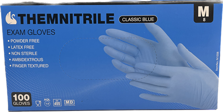 Handske Themsen Nitril Blå Stl: M/8, 100p