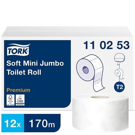 T-Tork Mini Jumbo Toa Vit T2, 2-lag, 170m, Soft