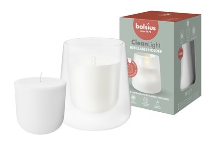 Bolsius Clean Light White Med Lykta & Ljus